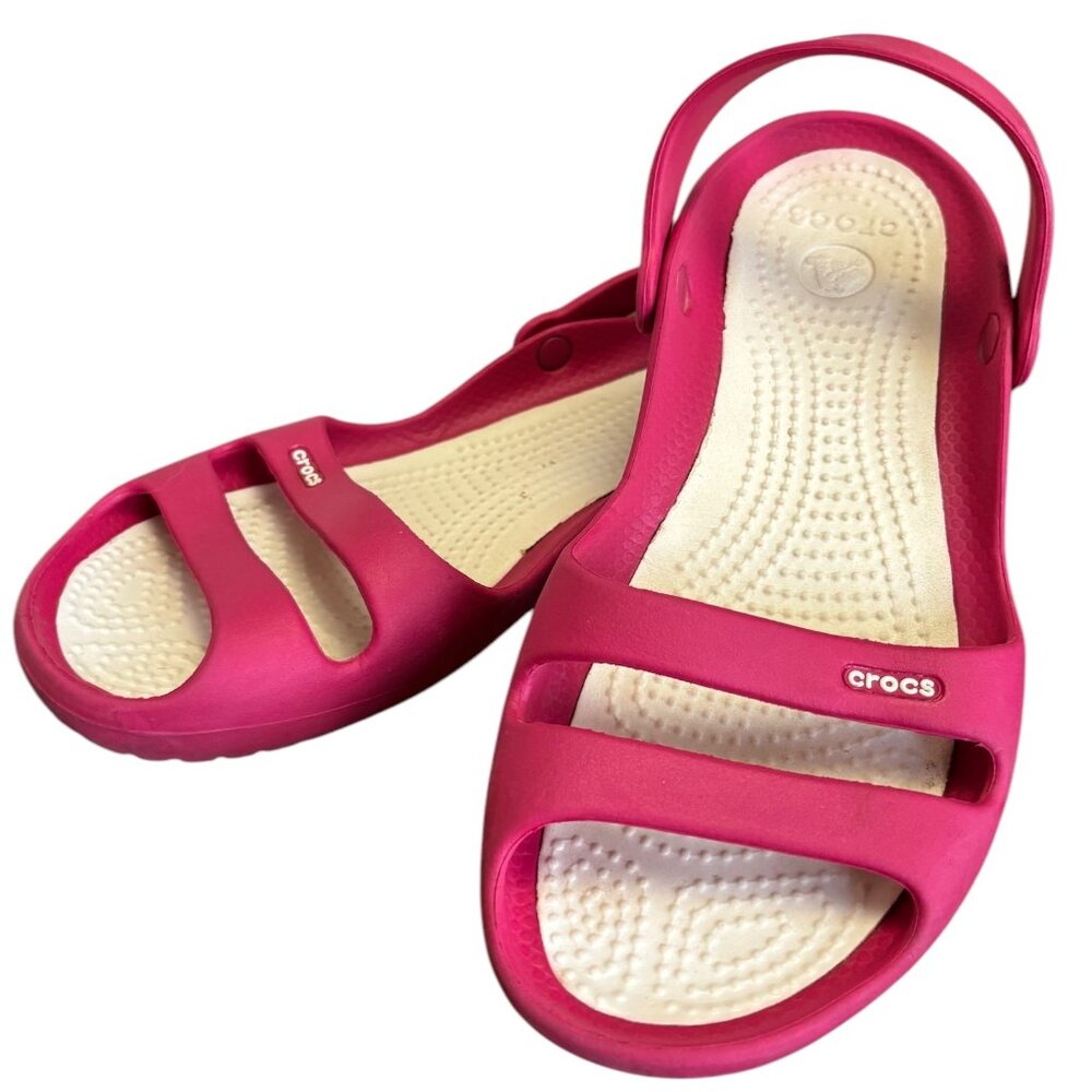 Crocs Cleo II Women's Pink & White Slingback Sandals Size 8